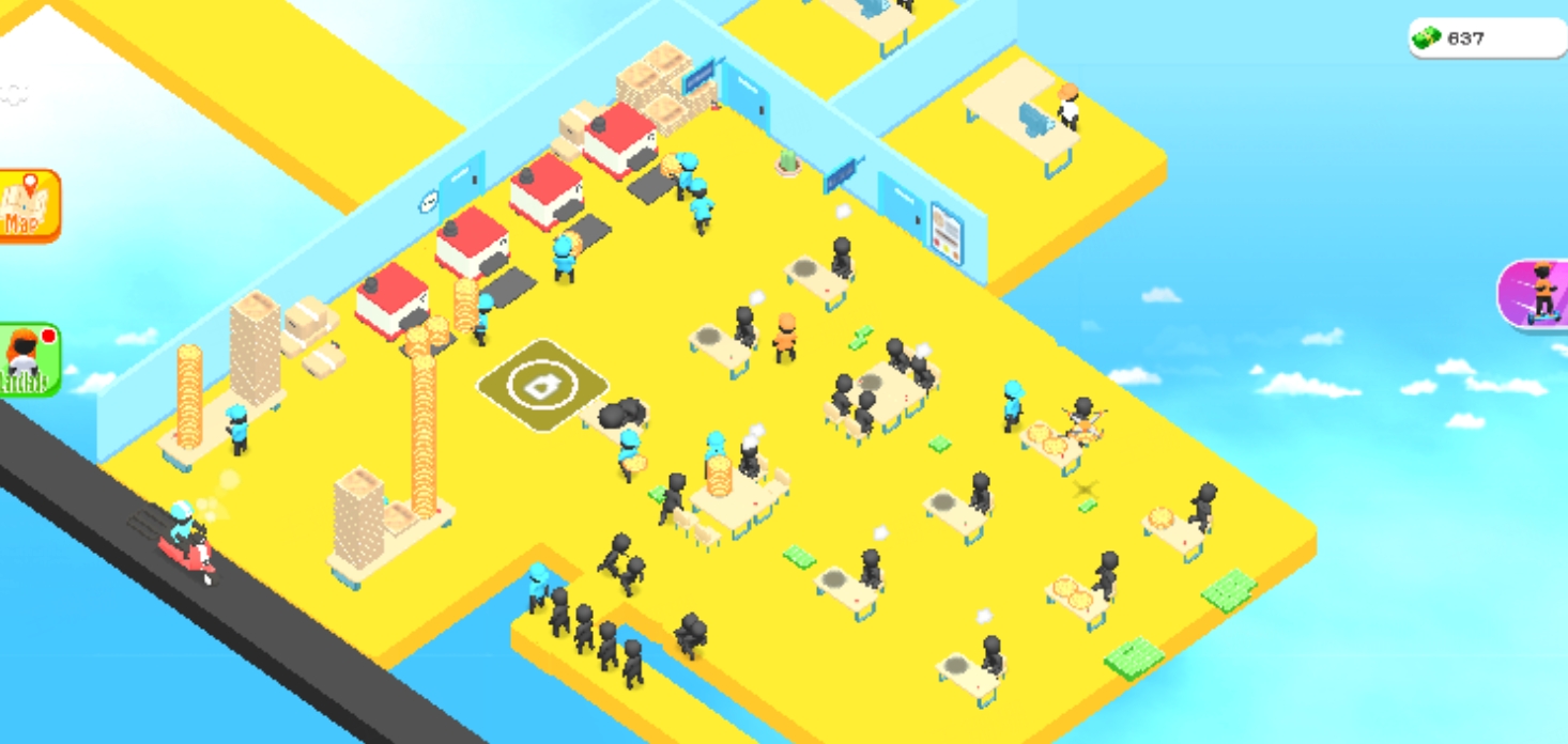Pizza Shop restaurant scene showing stable service flow after rush-hour recovery